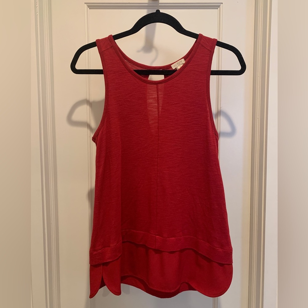 J Crew Crimson Red Layered Tank